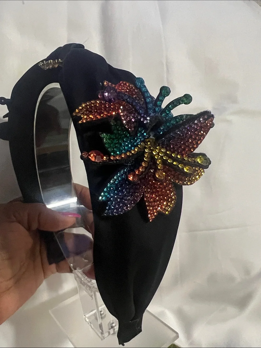 Black Embellished Butterfly Knot Headband